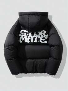 Men Down Coat, 90% Down Winter Jacket,Windproof And Warm Down Jacket, Puffer Jacket Men,Hooded Zip-Up Winter Jacket, Fashionable Casual Style Men Winter Outerwear, Jackets For Men,Winter Gift - Black - View 2