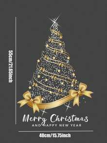 1 Stück Goldener Weihnachtsbaum Fensteraufkleber, Weihnachtsbaum und Fröhliche Weihnachten Muster Aufkleber, geeignet für Weihnachts-Schlafzimmer, Wohnzimmer, Badezimmer Dekoration, kann als Geschenkdekoration, Wandaufkleber, Fensterglasaufkleber verwendet werden, sehr geeignet für Weihnachtsfeiern, Innen- und Außendekoration Zuhause, Fensterdekoration, Feiertags- oder Saisondekoration