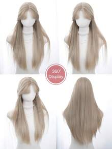 alicegarden 额头蕾丝 4 * 1，额头蕾丝直发假发，金色 30 英寸长直发假发，日常自然半编织，自然日常使用逼真假发