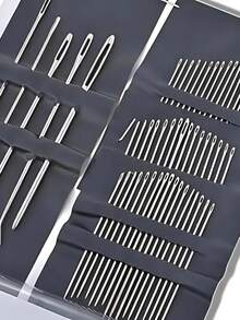 55-Piece Stainless Steel Needle Set - Various Needle Sizes And Models, Versatile And Suitable For Adult Beginners And Embroidery And Needlework Enthusiasts - Bạc - Xem 1