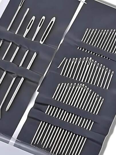 55-Piece Stainless Steel Needle Set - Various Needle Sizes And Models, Versatile And Suitable For Adult Beginners And Embroidery And Needlework Enthusiasts