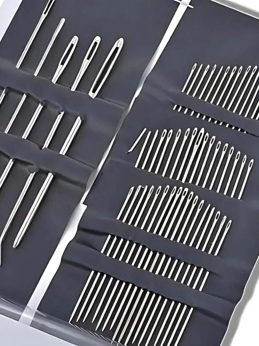 55-Piece Stainless Steel Needle Set - Various Needle Sizes And Models, Versatile And Suitable For Adult Beginners And Embroidery And Needlework Enthusiasts - Bạc - Xem 1