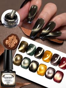 FOUR LILY 7ml 金色磁性猫眼凝胶指甲油 - 半永久可卸 UV LED 指甲油 - 彩色 - 查看 1