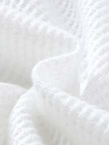 2-częściowy dziewczęcy, swobodny top z materiału waflowego z kołnierzykiem w kwiaty, z długim rękawem i jednokolorowymi spodniami dzwonami, wiosna/jesień