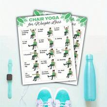 Desafío de yoga en silla de 30 días | Guía de entrenamiento en silla | Ejercicios de silla imprimibles | Plan de entrenamiento en el hogar para personas mayores, 2 sets, 8x10 pulgadas sin marco, accesorios de entrenamiento, guía de acondicionamiento físico para personas mayores, texto de fácil lectura, material de papel resistente, entrenamiento en el hogar, texto de fácil lectura, construcción resistente, guía de entrenamiento, usuarios conscientes de la salud