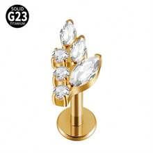 1 件钛心形氧化锆唇环内螺纹 CZ 花形唇钉耳屏耳软骨扁平穿孔鼻环饰品 - 鈦原色 - 查看 25