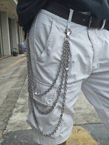 DIY Stainless Steel Dice Pants Chain Three Layers Of Silver Metal Neo Gothic Fashionable Luxury Accessories For Men And Women Halloween Carnival Gifts