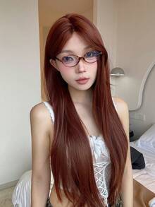 alicegarden Forehead Lace Curly Wig, Mid Cut Style, Red Long Rolled Wig, 32 Feet Long, Natural And Realistic Wig For Daily Use