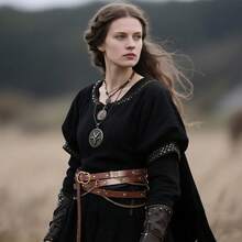 Cinturón de cadena de metal de cuero sintético estilo medieval DIY, cinturón delgado ajustable vintage para mujeres, cinturón delgado retro para vestidos - Multicolor - Ver 4