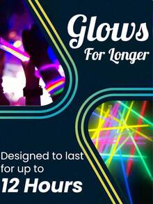 100/50/20支装 8英寸荧光棒，高品质超亮荧光棒，艺术荧光棒，灯光装饰，发光效果持久8-12小时，为派对增添光彩，可用于制作手链、项链、霓虹灯、婚礼派对荧光棒，色彩更加鲜艳，适合各种派对场合。 - 七彩色 - 查看 5