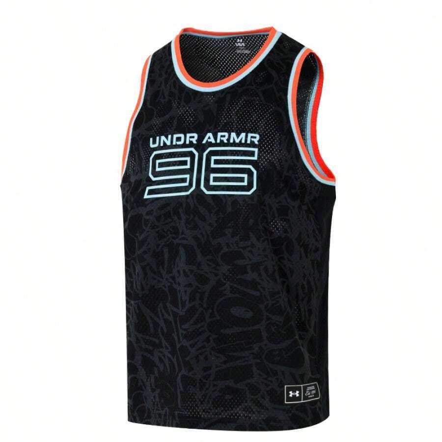 Under Armour Zone Pro 男士网眼印花篮球服，训练服 6000369-001 - 黑色 - 查看 1