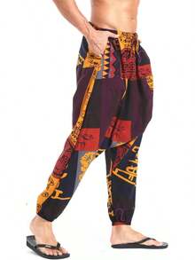 Men's Drawstring  Hippie Harem Pants Loose Drop Crotch Trousers-2025 - Đen thuần khiết - Xem 6