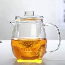 1 Set - 600ml Glass Teapot With Infuser, Lid, Suitable For Loose Leaf Tea/Flower Tea/Tea Bags/Coffee/Milk, Teapot, Tea Separator, Glass Container, Great Gift, Holiday Gift, Single Serving Tea Cup, Lead-Free Borosilicate Glass, Heat Resistant, Microwave And Dishwasher