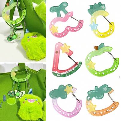 1pc Cute Acrylic Cartoon Keychain, Fruit Shaped Carabiner Keychain, Unique Niche Gift For Christmas, Thanksgiving, Birthday, Bag Charm