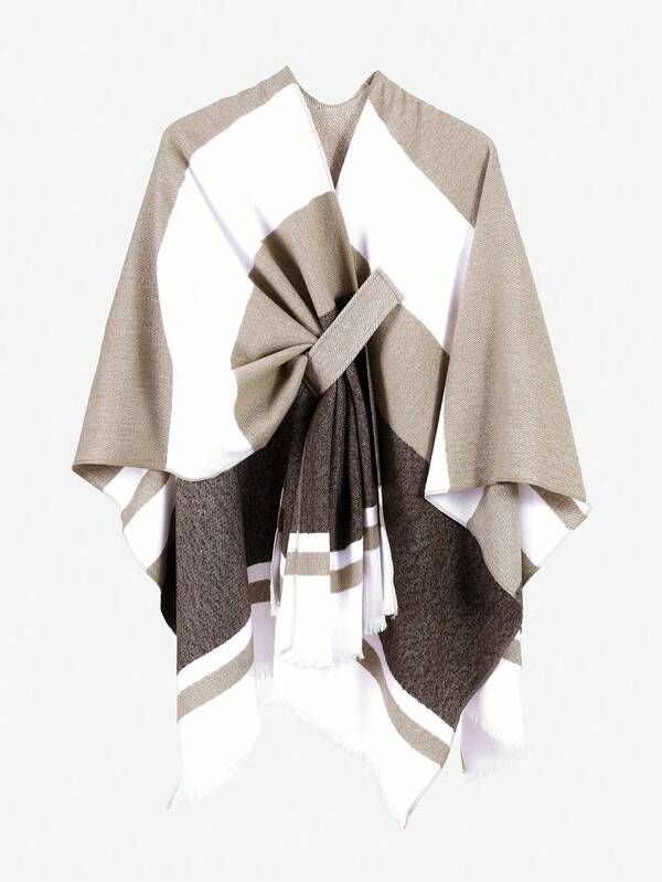 1 Stück Wendebarer gestrickter Schal für Frauen, winddicht, in Kamelfarbe, weich und leicht aus Acrylmischung, vielseitig einsetzbar für Herbst und Winter, schicker Halswärmer für Büro, Reisen, Alltag