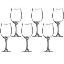 Set Of 6 Plain Glass Water Wine Glasses 330ml - Trong suốt - Xem 3