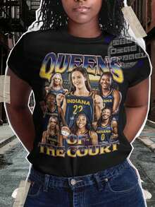 Indiana Fever Shirt, Indiana Fever Merch, Queens Of The Court, WNBA Fans, Womens Basketball, Gift Fo - 黑色 - 查看 1