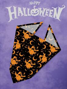 Terrifying Halloween Pet Bandana With Pumpkins Ghost Pattern Pet Kerchiefs,Adjustable Jack-O'-Lantern Theme Pattern Printing Dog Triangle Bibs Scarfs,Suitable For Small To Medium Dogs And Cats - Soft Polyester, Machine Washable