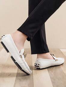 New Outdoor Leisure All-Match Moccasins For All Seasons Men's Business Flat Shoes Loafers Lightweight And Fashionable Men's Shoes - 白色 - 查看 10