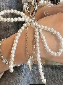 时尚珍珠心形吊坠，女士钥匙扣，时尚书包吊坠，手提包配饰，情侣浪漫信物，情人节理想之选 - 彩色 - 查看 6