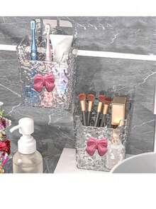 浴室壁挂式收纳盒、浴室置物架、透明塑料牙刷架、卫生间悬挂式垃圾桶、厨房、衣柜、淋浴间（注：弓形可能略有不同，但不影响使用） - 無色 - 查看 4