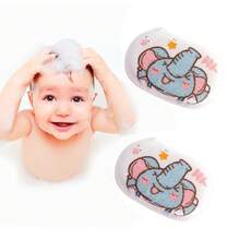 1/2 件可爱动物海绵淋浴和洗发刷套装 - 柔软硅胶，温和头皮按摩，易清洁发刷，卡通毛巾，柔软泡沫洗涤器，身体和头发清洁海绵，适合青少年 - 彩色 - 查看 10