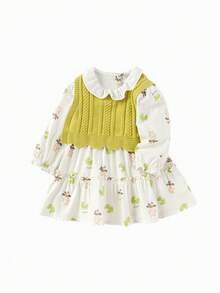 Balabala 女童连衣裙两件套，可爱套装，秋季新品 - 白色調 - 查看 4