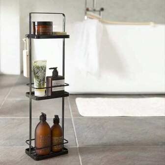 1 pieza Estantería organizadora de baño, estantería de almacenamiento de 3 niveles minimalista moderna y a prueba de polvo para baño, sala de estar