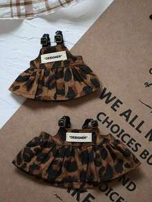 1-3pcDoll Clothes Accessory, Leopard Print Strap Jumpsuit, Key Chain Decor - Multicolor - View 7