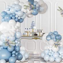 147-Piece Blue Balloon Garland Arch Kit With Various Sizes Of Metallic Blue, Confetti, Light Blue, And White Latex Balloons, Including Glue Dots, Balloon Chain, And Ribbon, Perfect For Blue-Themed Birthdays, Weddings, Ocean-Themed Parties, Housewarming, Retirement, Baptisms, Valentine's Day, Halloween, And Holiday Party Background Decorations - 淺藍色 - 查看 7