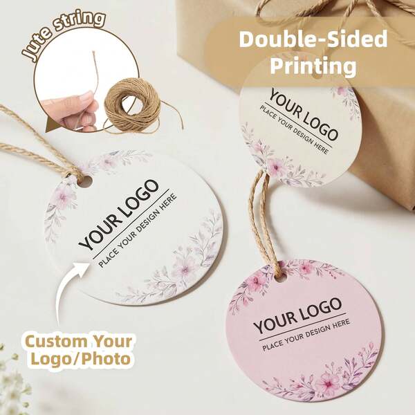 Etichette personalizzate per bomboniere di matrimonio, tag regalo rotondi stampati su entrambi i lati da 4-8 cm con logo o immagine, etichette stampabili colorate con corda di iuta, cartellini di carta fai-da-te per bottiglie, abbigliamento, confezioni alimentari, biglietti regalo per feste, anniversari, matrimoni, attività, etichette appese personalizzate, multifunzionali, personalizzate, uniche, regali ideali per lui, tea room, casa, giardino, ufficio, per anniversari, per San Valentino, per la Festa della Mamma, per la Festa del Papà, per la laurea, per il riscaldamento della casa