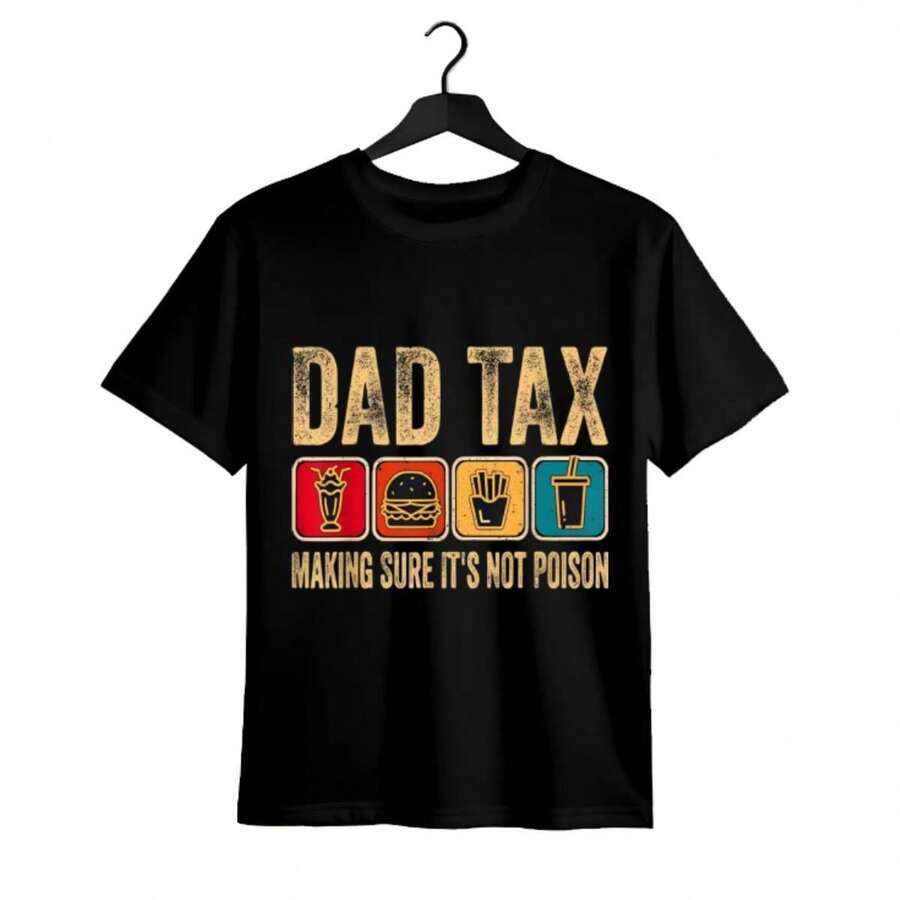 Dad Tax – Sicherstellen, dass es kein Gift ist – Vintage-T-Shirt zum Vatertag, modisches Grafik-T-Shirt aus Baumwolle, Kurzarm, Streetstyle-T-Shirt, bequeme Passform, Rundhalsausschnitt, ultraweich, atmungsaktiv, feuchtigkeitsableitend, Geschenkidee für Teenager - Preto - Ver 1