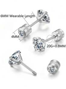 1Pair 18K Gold Plated Screw Back Stud Earrings For Women,Tiny Unisex Hypoallergenic Cartilage Earrings,Screw On Double Round Cubic Zirconia Dainty Helix Earrings For Men, Women, Girls ( Gold/Silver/Black Color 2mm/3mm /4mm/5mm/6mm) Valentines And Mardi Gras Earrings