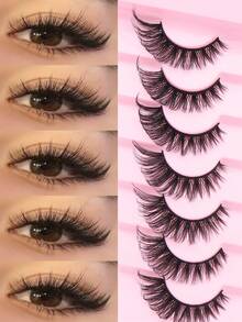 7 Pairs Fluffy Faux Mink Eyelashes, Dramatic Long & Full False Eyelashes, 3D Realistic Natural Looking Lashes