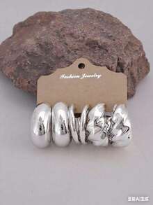 Elegant Asymmetrical Earrings, Dot Teardrop, Smooth C-Shape, Smooth Spoon, Extra Large Rhombus C, Suitable For Daily Wear And Holidays, Gift