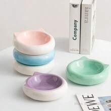 Tazón de cerámica con orejas de gato lindo, tazón de mascotas colorido, tazón de comida universal para gatos y perros, tazón antiderrame para comida de gato, utensilios de comida para mascotas