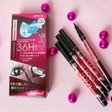 12 Pieces Long-Lasting Liquid Cat Eyeliners - Black - View 1