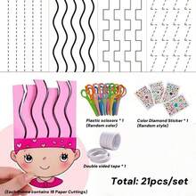 1pc/4pcs/19pcs/27pcs/133pcs Funny Little Hairstylist Paper Cutting Set, Handmade Game Props, Color Matching Training Tools, Creativity & Imagination Booster, Hobby Cultivation, DIY Fine Motor Skills Practice Origami Toy, Homemade Art Supplies Kit, Student Handcraft Small Gift/Birthday Gift/Learning Gift/Holiday Gift, Cultivate And Improve Hands-On Ability, Learning Ability