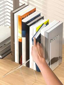 2/1 pieza Soporte de libros de escritorio, Soporte de libros multifuncional, Estantería de libros a prueba de terremotos, Estantería de libros portátil, Acrílico, Organizador de libros, Compartimento independiente, Apertura grande, Adecuado para dormitorio, sala de estar, escuela, dormitorio, escritorio de oficina, papelería, documentos, cocina, baño, regalo de cumpleaños, regalo de Navidad, regalo de Halloween, regalo para compañeros de clase