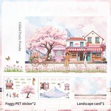 Japanese Style Landscape Stickers, Scrapbooking Stickers, Character Stickers, PET Stickers For Planner - Multicolor - View 8