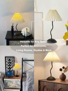 1 件 USB 供电现代复古风格创意装饰灯，适用于卧室床头、书桌、房间装饰 - 百褶燈罩款 - 查看 2