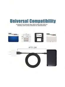 1 Pc 3DS USB Charger Cable, Power Charging Lead For New 3DS XL/New 3DS/ 3DS XL/ 3DS/ New 2DS XL/New 2DS/ 2DS XL/ 2DS/ DSi/DSi XL, 3ds Games, Ds,3ds,Ds,3ds Xl,3ds,Ds,3ds Xl - Black - View 3