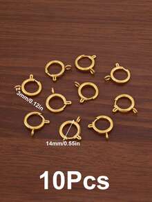 10Pcs 18K Gold Plated 5-18mm Circle Spring Buttonr Stainless Steel Clasps Hooks End Connectors For DIY Bracelet Necklace Clasps Jewelry Making Accessories - Spring Buckle - View 19