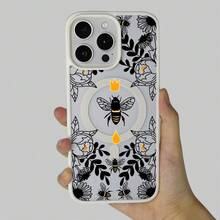 Bienen Muster Handyhülle dekoriert mit Krone und Tropfen Design geeignet für X/XS  XSMAX 11/11Pro/11promax 12/12pro/12mini/12promax 13/13mini/13pro/13promax 14/14Plus/14pro/14promax 15/15Plus/15pro/15promax 16/16plus/16ro/16promax Modelle stoßfesten Schutz. Sehr geeignet als Geschenk für Familie, Freunde, Kinder, Geburtstage, Frühlingsfest, Feste, Freunde und Freundinnen sowie zum Valentinstag.