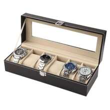 Caixa Organizadora Porta Relogios com 6 lugares Acrilico luxo 30cm - Preto - Visão 5