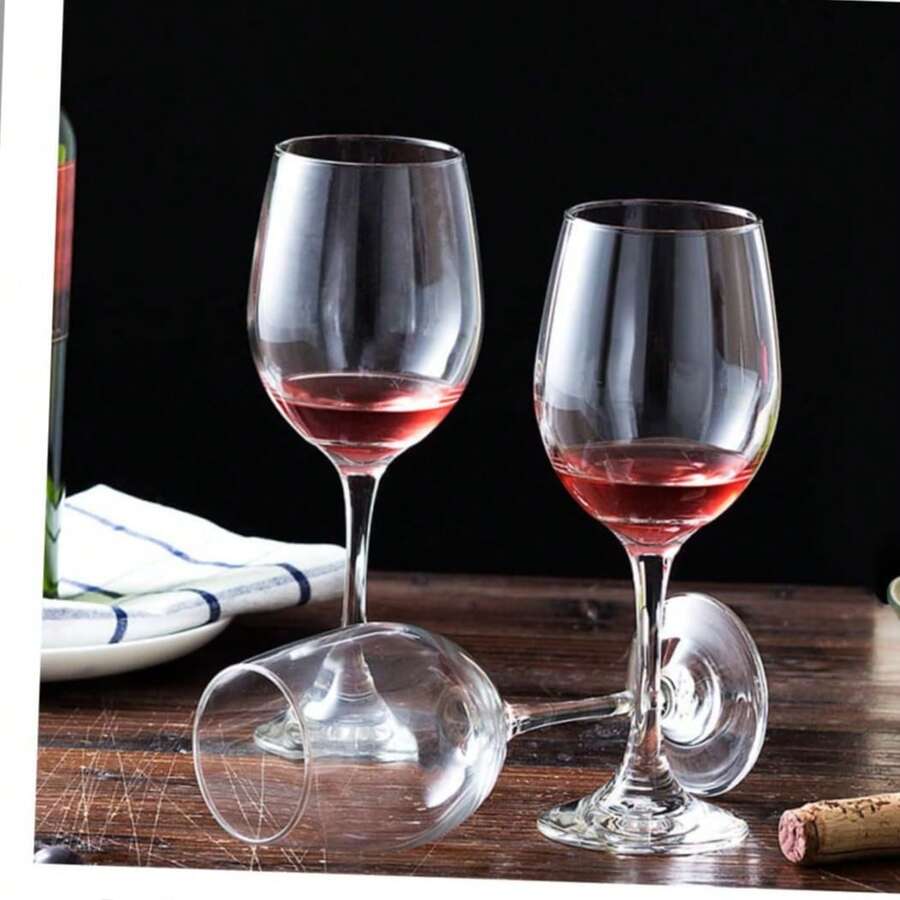 Set Of 6 Plain Glass Water Wine Glasses 330ml - Trong suốt - Xem 1