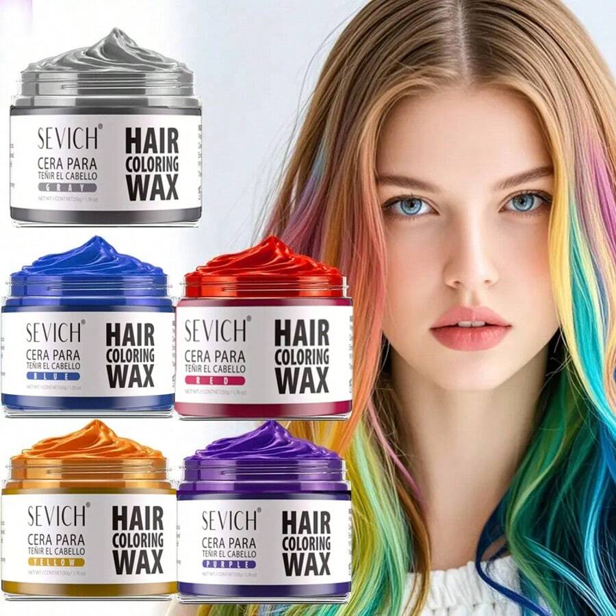 sevich Temporary Hair Color Wax For Men & Women - DIY Styling Wax (Easy Wash Out) | Mix & Create Custom Colors | Perfect For Theme Parties, Cosplay & Daily Fun - Brown - View 1