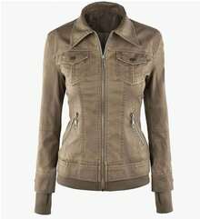 The Rowan Leather Jacket - 卡其色 - 查看 3
