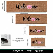 1pc Cute Pig With "Welcome" Pattern Printed Rug, Faux Wool Mat - Highly Absorbent, Easy To Clean, Suitable For Home Decor, Farmhouse, Entryway, Indoor, Room, Kitchen, Dining Room, Small Office/Home Office, Sink, Laundry Room, Doormat, Kitchen Mat, Non-Slip Mat - Multicolor - View 5