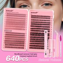 6 Boxes D Curl DIY Cluster Lash Extension Kit Cluster Lashes Mixed Different Length And Styles Natural Volume Fluffy, Clear Band Bottom Individual Lashes Cluster Segmented Spikes,With Eyelash Curler ,One-Stop Shopping Lash Kit Lash Gift Pack,For Yourself Or Friend Family Best Girl Gift - màu đen - Xem 8
